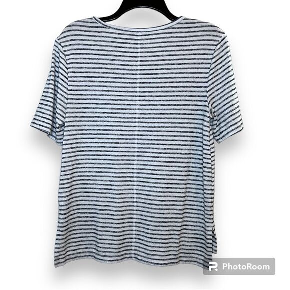 Banana Republic White Blue Striped Short Sleeve Tee Size Small - Picture 2 of 7